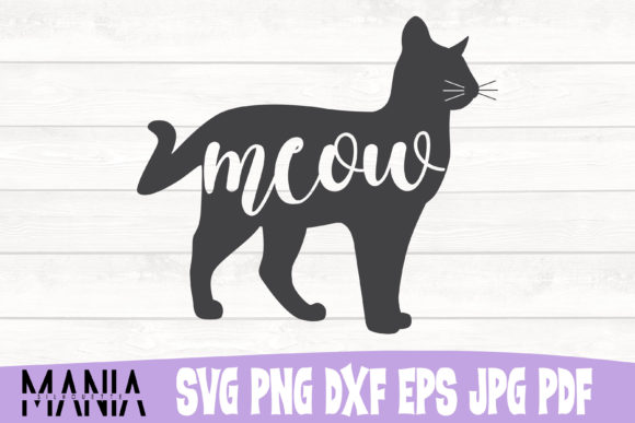 Cat Silhouette Meow SVG Cut File for Creative Projects