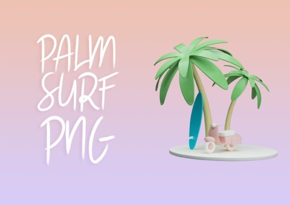 Enhancing Digital Design with High-Resolution 3D Cartoon Assets: A Guide to Palm Tree, Surf, and Scooter Compositions
