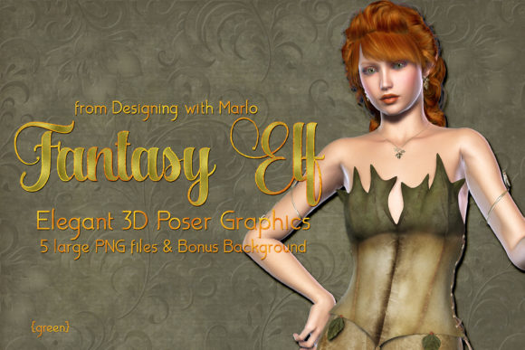 Fantasy Elf in Green - Poser Graphics: A Versatile Visual Asset for Creative Projects