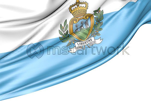 San Marino Flag Isolated on White: 3D Design Uses